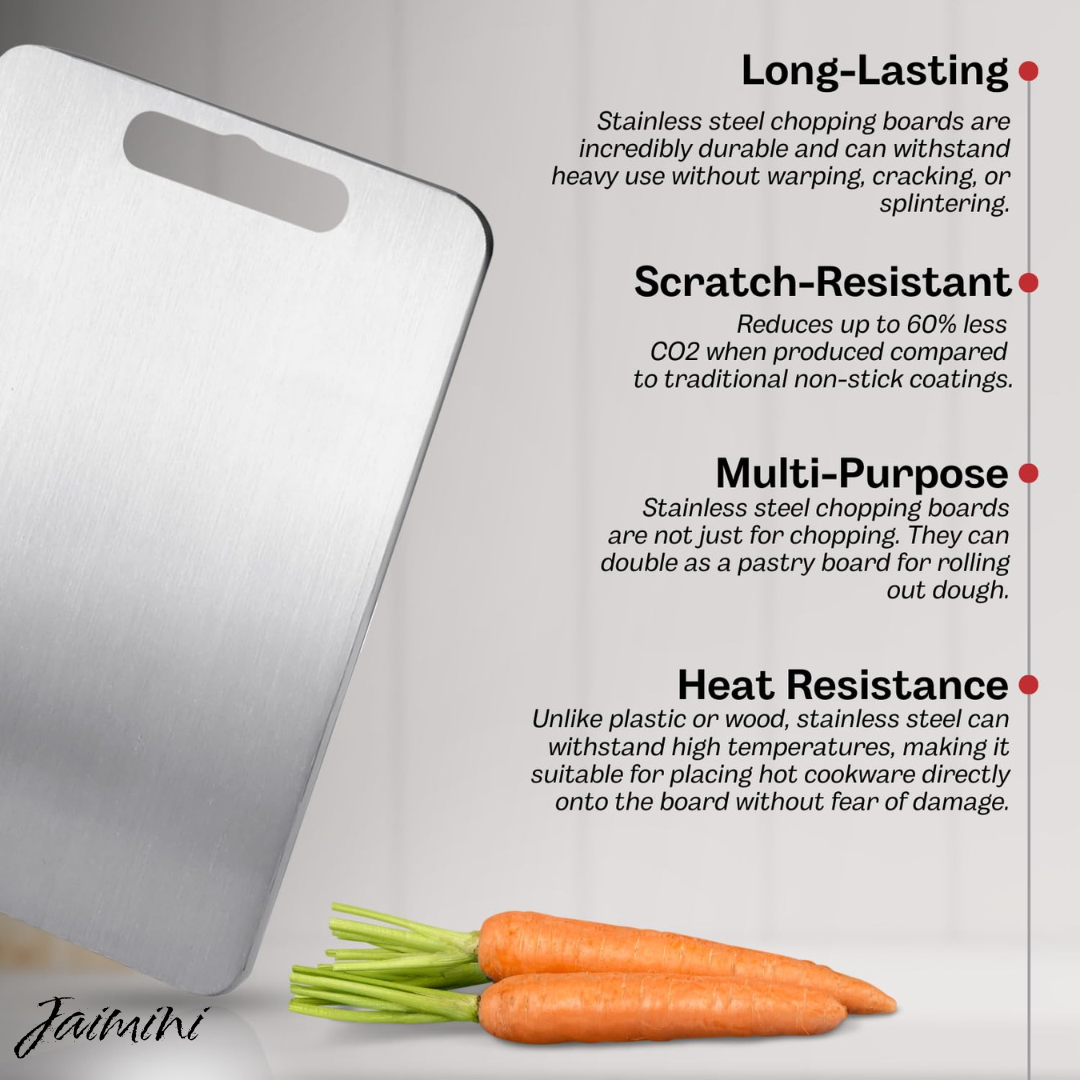 JaiminiHome 35x25 Stainless Steel Chopping Board | Heavy-Duty Cutting Board for Kitchen & Food Preparation