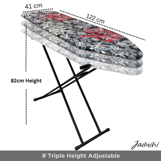 JaiminiHome 15" Wood Iron Table | Foldable Ironing Board with Triple Height Adjustment & Premium Finish
