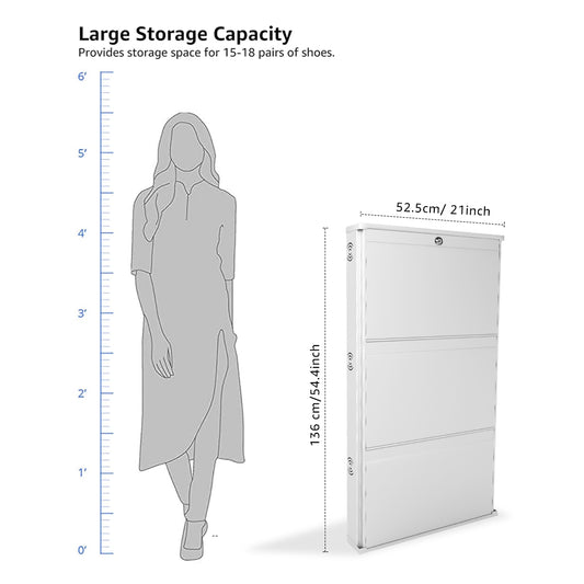 JaiminiHome 19/3 Premium Metal Shoe Rack | 3-Tier White Storage Organizer for Home & Entryway