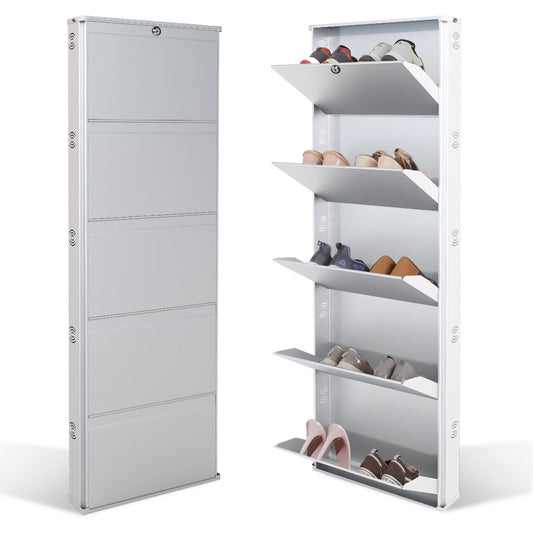 Jaimini Wall Mounted 19 Inches Metal Shoe Stand | Elegant Shoe Organizer |