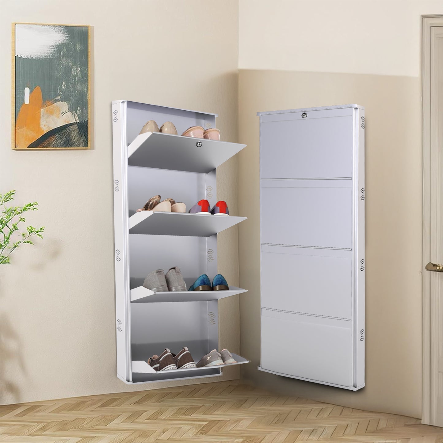JAIMINI Wall Mounted Shoe Rack | Durable, Space-saving Design, Shoe Organizer Metal Shoe Rack