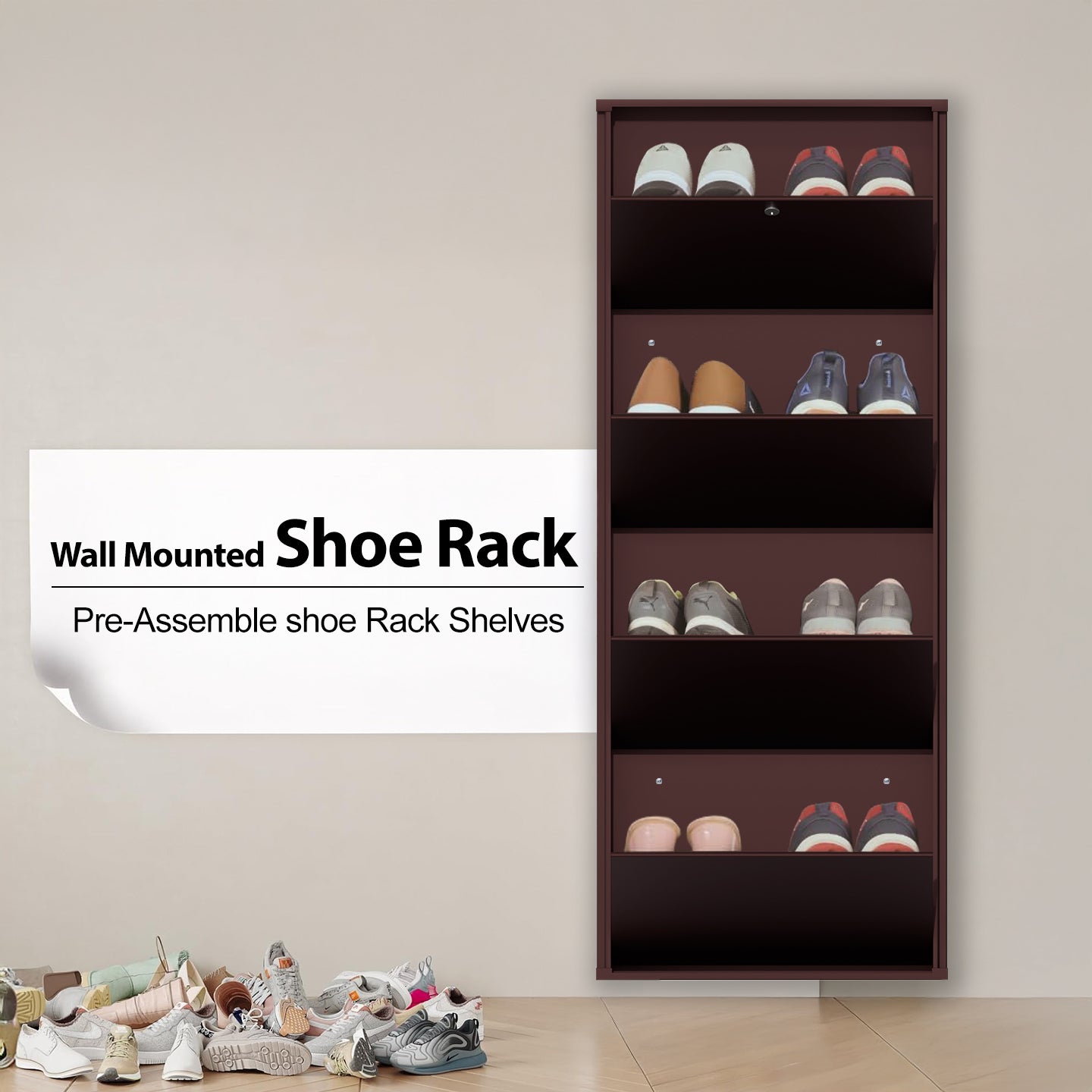 JAIMINI Wall Mounted Shoe Rack | Durable, Space-saving Design, Shoe Organizer Metal Shoe Rack