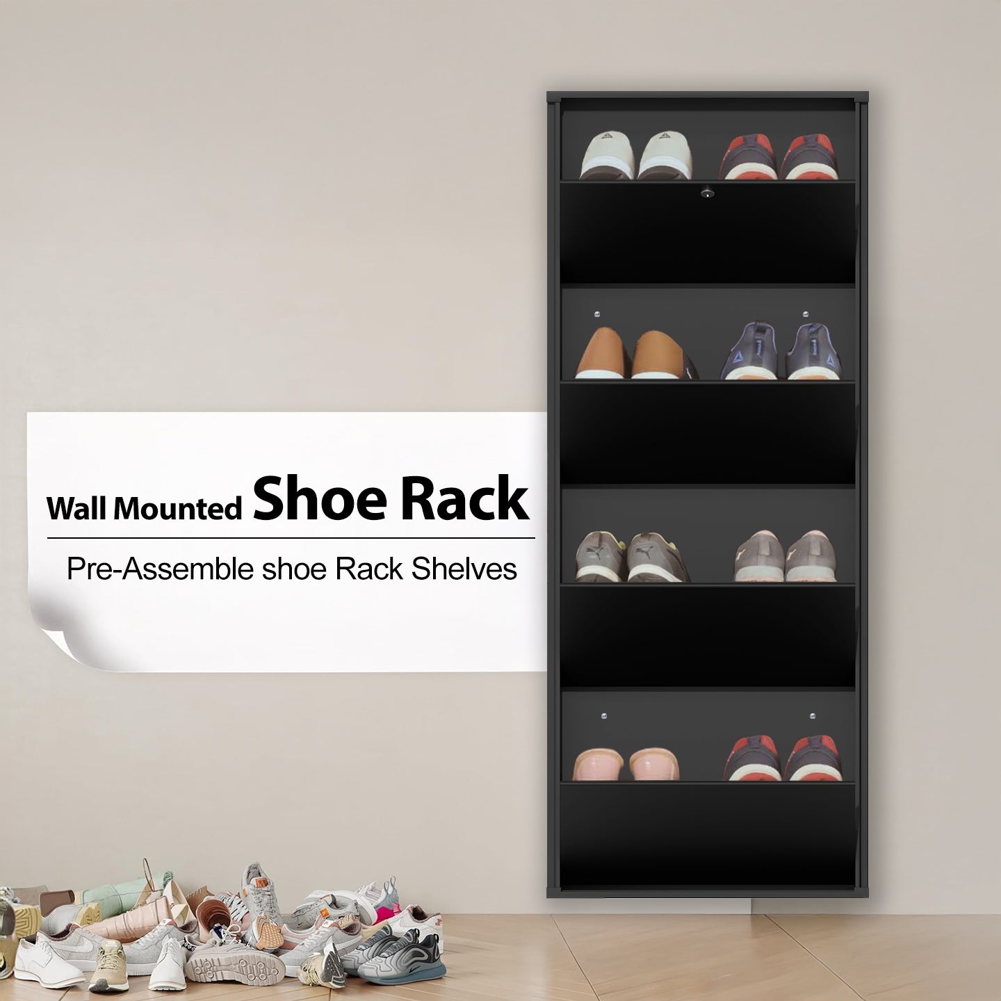 JAIMINI Wall Mounted Shoe Rack | Durable, Space-saving Design, Shoe Organizer Metal Shoe Rack