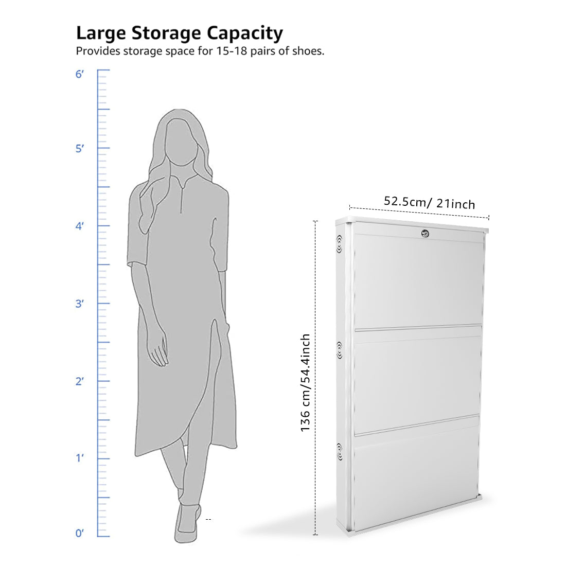 JaiminiHome 19/3 Premium Metal Shoe Rack | 3-Tier White Storage Organizer for Home & Entryway