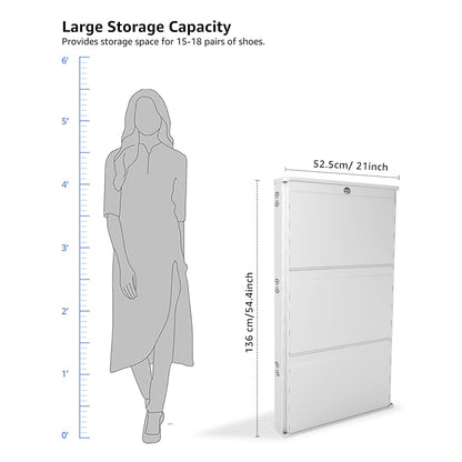 JaiminiHome 19/3 Premium Metal Shoe Rack | 3-Tier White Storage Organizer for Home & Entryway