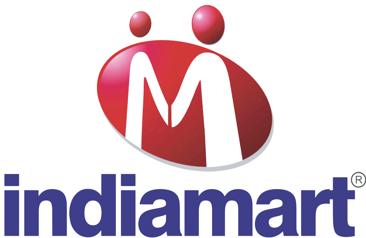 Indiamart logo with red and white design on a white background