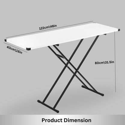 JaiminiHome White Wood Iron Table | Foldable Wooden Ironing Board with Triple Height Adjustment & Premium Finish