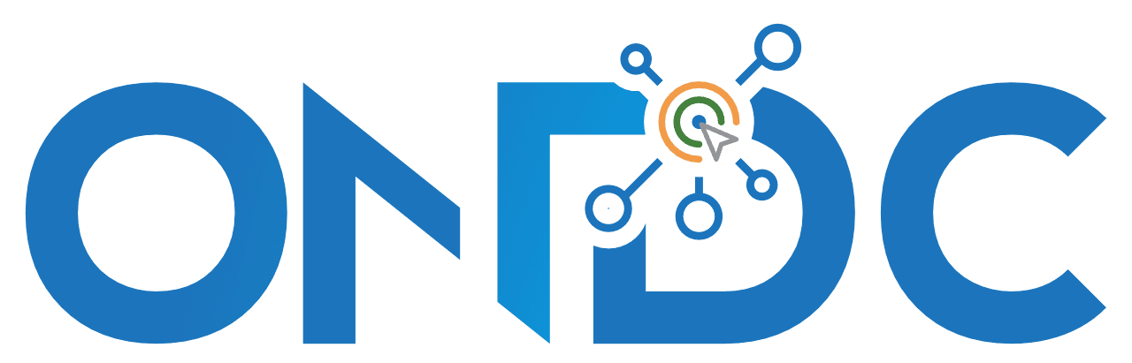 ONDC logo with blue and multicolor design on a white background